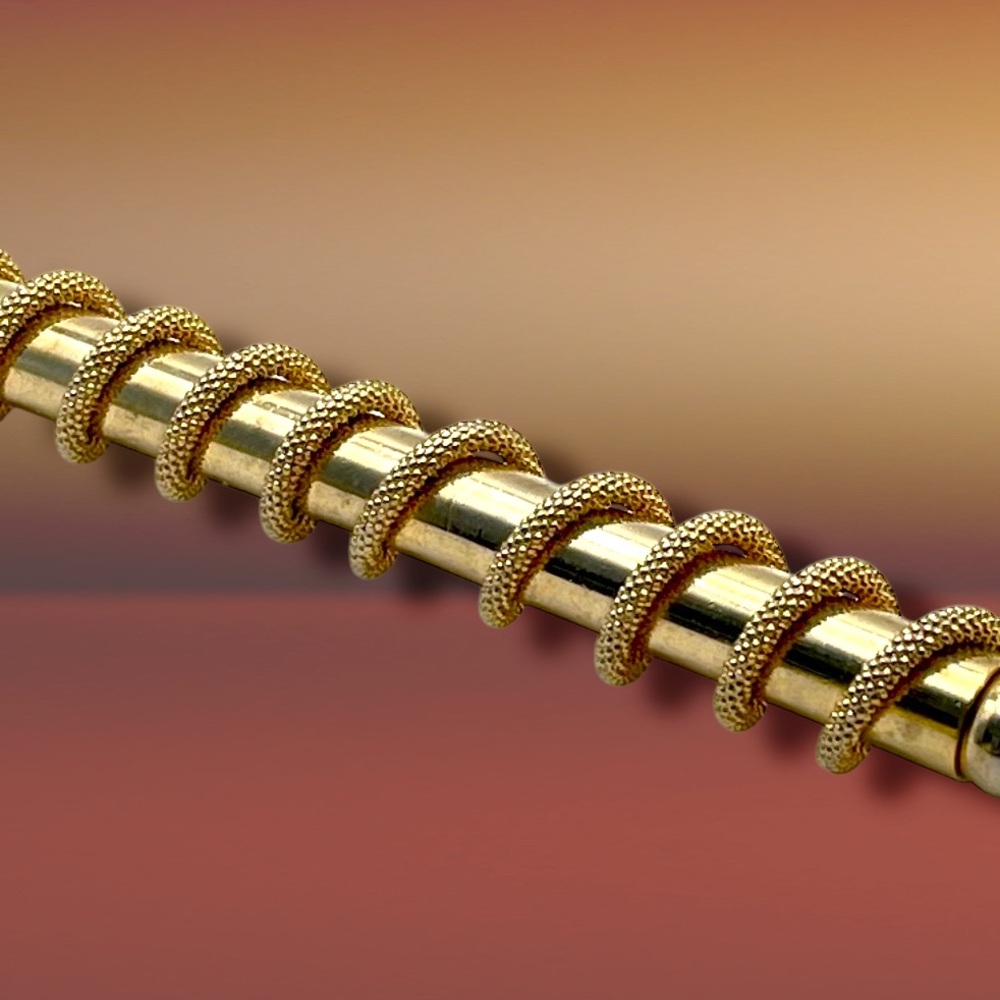 Retro Modern Gold Tone Bar Brooch With Spiral Wrap Design Vintage
